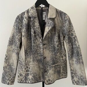 Chico’s Abstract Animal Print Blazer 🤍 | Neutral Statement Jacket | Size 1/Med